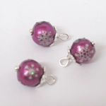 Dolls House Christmas Tree Decorations 6 Hand Decorated Dark Pink Silver Mini Baubles 1:12 Scale