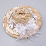 Dolls House Straw Hat Decorated with White Flowers Miniature Clothes Accessory 1:12 Scale