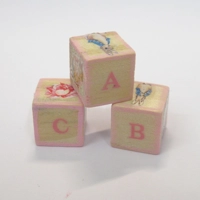 Dolls House Toy Letter Blocks Peter Rabbit Nursery Miniature Set of 3 Pink 1:12 Scale