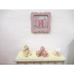 Dolls House Picture Pink Framed Miniature Nursery 1:12 Scale Wall Decor