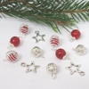 Dolls House Christmas Tree Decorations 12 Red Silver Miniature Baubles and Stars 1:12th Scale