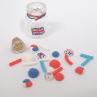 Dolls House Sweets and Glass Jar UK Flag Decal Red White and Blue Miniature Accessories 1:12th Scale