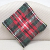 Dolls House Cushion Tartan Throw Plaid Pillow 1:12 Scale Miniature Accessory