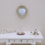 Dolls House Mirror Heart Shape Frame Cream and Gold Colours Miniature Decor 1:12th Scale