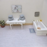 Dolls House Towels Grey with Matching Bath Salts and Ornament Jars 1:12th Scale Bathroom Miniatures