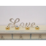 Dolls House Ornament Love Word White and Gold 1:12th Scale Miniature Decor