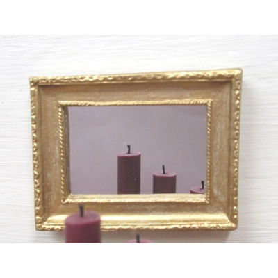 Dolls House Mirror Gold Colour Frame 1:12 Scale Miniature Wall Decor