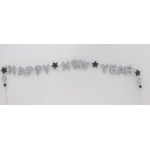 Dolls House Happy New Year Garland Silver & Black 1:12 Scale Miniature Decoration