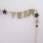 Dolls House Happy New Year Garland Gold & Black 1:12 Scale Miniature Decoration