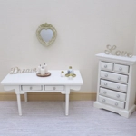 Dolls House Mirror Heart Shape Frame Cream and Gold Colours Miniature Decor 1:12th Scale