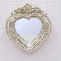 Dolls House Mirror Heart Shape Frame Cream and Gold Colours Miniature Decor 1:12th Scale