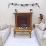 Dolls House Happy New Year Garland Purple and Silver 1:12 Scale Miniature Decoration