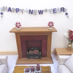 Dolls House Happy New Year Garland Purple and Silver 1:12 Scale Miniature Decoration