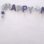 Dolls House Happy New Year Garland Purple and Silver 1:12 Scale Miniature Decoration