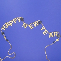 Dolls House Happy New Year Garland Gold & Black 1:12 Scale Miniature Decoration