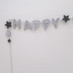 Dolls House Happy New Year Garland Silver & Black 1:12 Scale Miniature Decoration