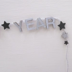 Dolls House Happy New Year Garland Silver & Black 1:12 Scale Miniature Decoration