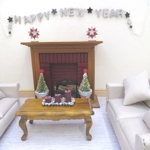 Dolls House Happy New Year Garland Silver & Black 1:12 Scale Miniature Decoration