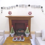 Dolls House Happy New Year Garland Silver & Black 1:12 Scale Miniature Decoration