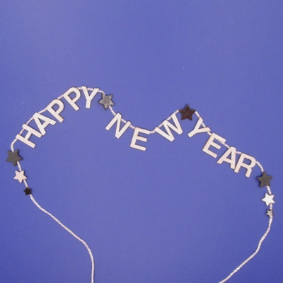 Dolls House Happy New Year Garland Silver & Black 1:12 Scale Miniature Decoration