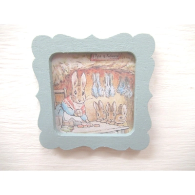 Dolls House Nursery Picture Peter Rabbit Scene Framed Miniature Child's Bedroom Accessory 1:12 Scale