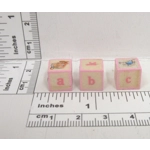 Dolls House Toy Letter Blocks Peter Rabbit Theme Set of 3 Pink Nursery Playroom Miniature 1:12 Scale