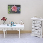 Dolls House Perfume Bottles Blue Silver with Necklace & Tray Miniature Accessories 1:12th Scale