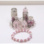 Dolls House Perfume Bottles Pink Silver with Necklace and Tray Miniature Accessories 1:12 Scale
