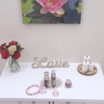 Dolls House Perfume Bottles Pink Silver with Necklace and Tray Miniature Accessories 1:12 Scale