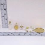 Dolls House Perfume Bottles Gold Colour with Necklace and Tray Miniature Accessories 1:12 Scale