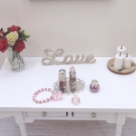 Dolls House Perfume Bottles Pink Silver with Necklace and Tray Miniature Accessories 1:12 Scale