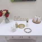 Dolls House Miniature Perfume Bottles Gold and White with Necklace Tray & Tissue Box 1:12 Scale