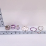 Dolls House Perfume Ornament Bottles Lilac Silver with Necklaces & Tray Mini Accessories 1:12 Scale