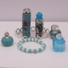Dolls House Perfume Bottles Blue Silver with Necklace & Tray Miniature Accessories 1:12th Scale