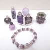 Dolls House Perfume Bottles Purple Silver with Necklace and Tray Miniature Accessories 1:12 Scale