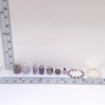 Dolls House Perfume Bottles Purple Silver with Necklace and Tray Miniature Accessories 1:12 Scale