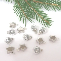 Dolls House Christmas Tree Decorations 12 Filled Glass Baubles & Silver Coloured Stars 1:12th Scale