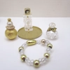 Dolls House Perfume Bottles Gold Colour with Necklace and Tray Miniature Accessories 1:12 Scale