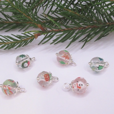 Dolls House Christmas Tree Decorations 6 Hand Decorated Miniature Baubles 1:12th Scale