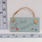 Dolls House Sign At the Beach Blue Miniature Hanging Wooden Notice 1:12th Scale Decor