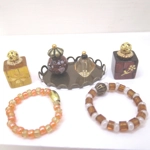 Dolls House Perfume Ornament Bottles with Necklaces and Tray Miniature Accessories 1:12th Scale