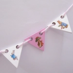 Dolls House Nursery Bunting Peter Rabbit 8 Miniature Pink Wood Flags 1:12 Scale