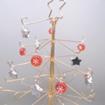Dolls House Christmas Tree Decorations 12 Miniature Baubles & Stars Red Silver 1:12th Scale