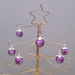 Dolls House Christmas Tree Decorations 6 Hand Decorated Dark Pink Silver Mini Baubles 1:12 Scale