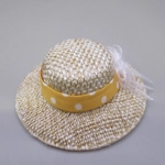 Dolls House Hat Orange & White Ribbon with Organza Bow Miniature Clothes Accessory 1:12 Scale