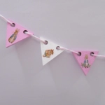 Dolls House Nursery Bunting Peter Rabbit 8 Miniature Pink Wood Flags 1:12 Scale