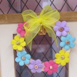 Dolls House Wreath with Miniature Flowers and Yellow Bow 1:12th Scale