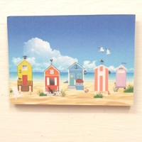 Dolls House Picture Beach Huts Miniature 1:12 Scale Wall Decor