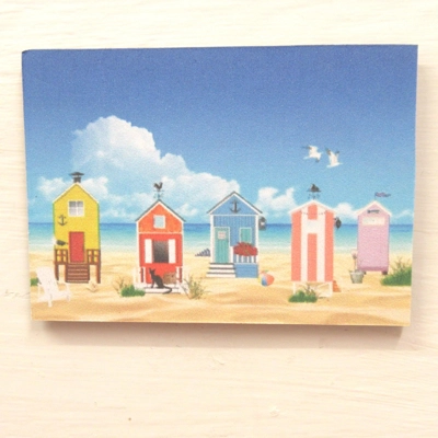 Dolls House Picture Beach Huts Miniature 1:12 Scale Wall Decor