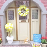 Dolls House Wreath Happy Easter Yellow and White PomPom Miniature Decoration 1:12th Scale